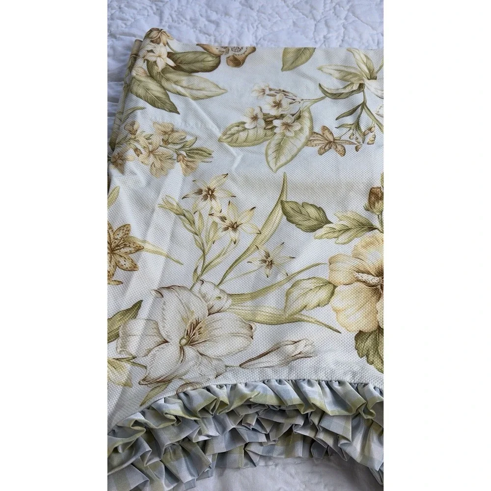 Williamsburg Waverly Valances Magnolia & Dogwood Lined Taffeta Gingham Trim (3)